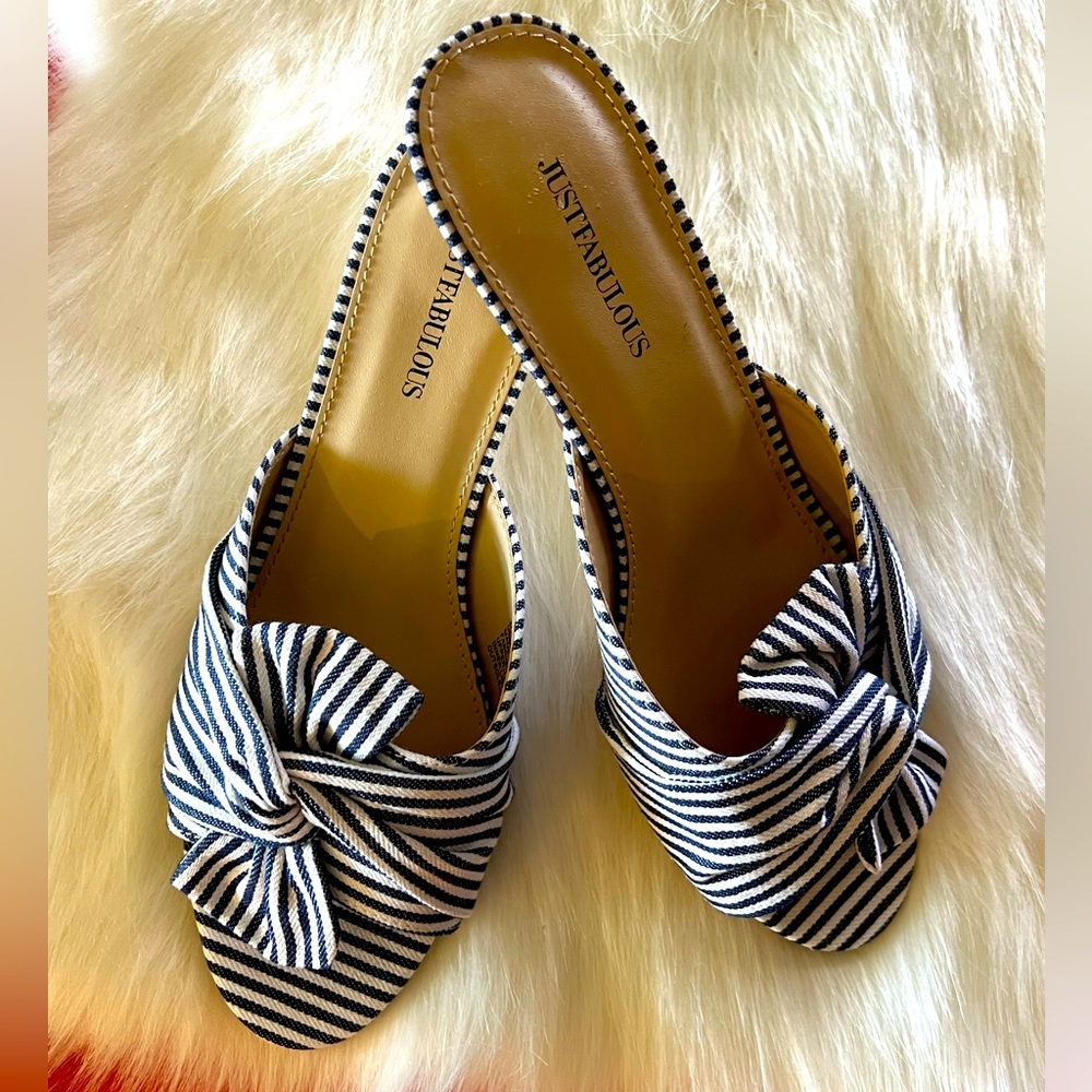 JustFab Navy & White Zoriah Sandal